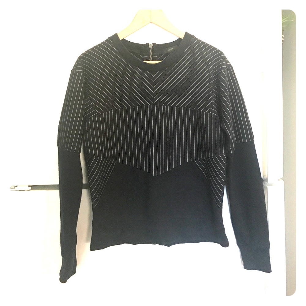 J. Crew Navy Pinstripe Zip Back Sweatshirt Size Small